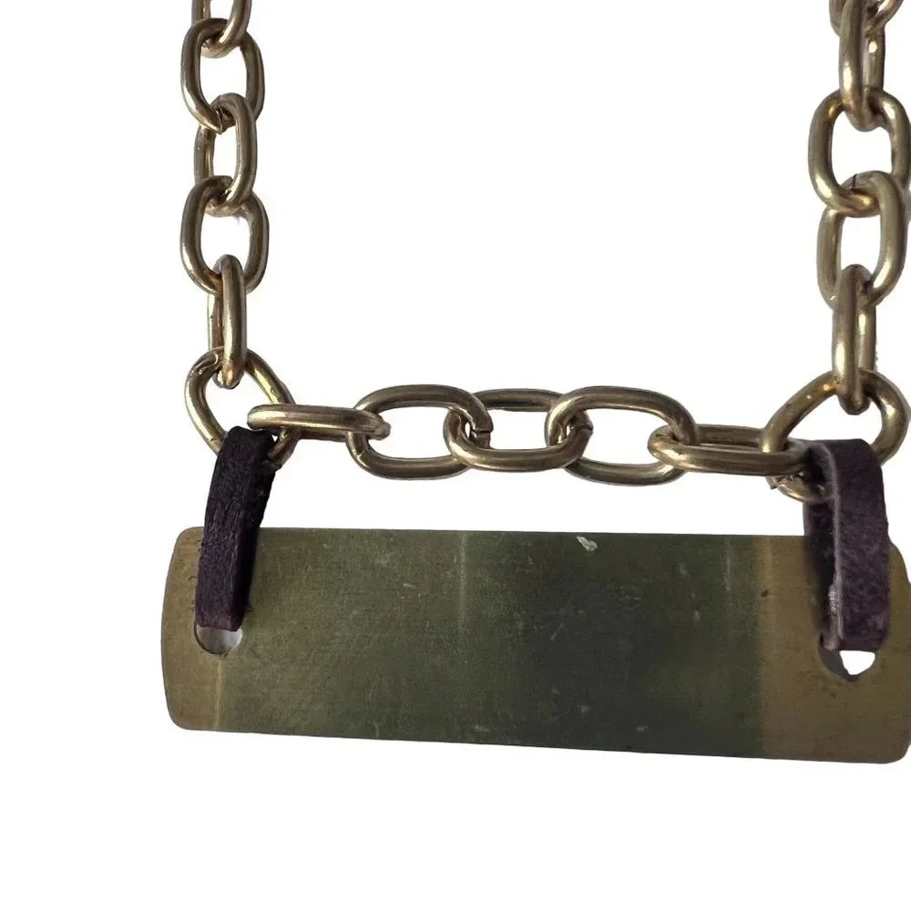 Brass Chain Link Nameplate Necklace - Picture 5 of 8